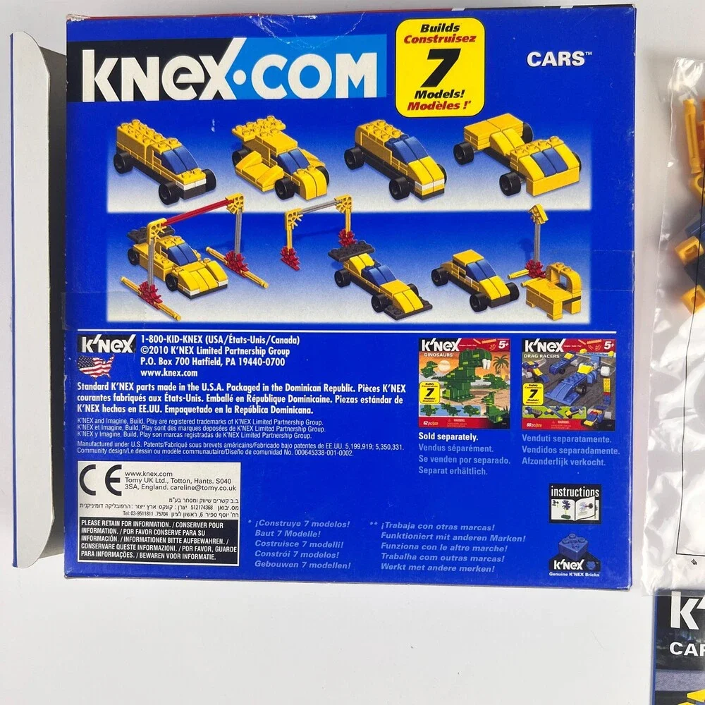 KNEX Cars 11869 Building Set 60 Pieces 7 Vehicle Models with Parts & User Manual